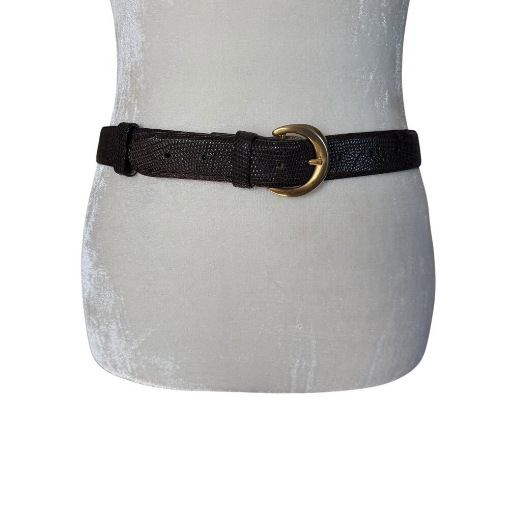 Donna Karan vintage brown genuine lizard adjustable belt women's size small